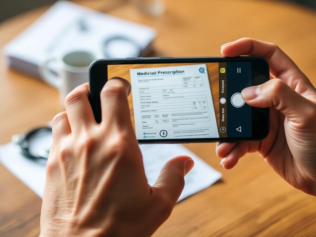 Colaborador fotografando a receita médica pelo app